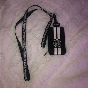 VS pink black lanyard wallet